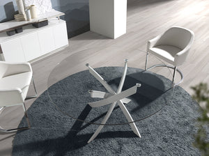 Tavolo da pranzo rotondo diametro 140x75 cm in vetro design moderno