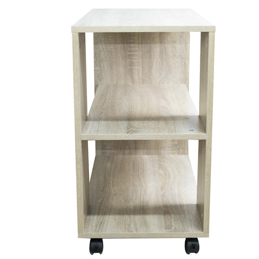 Mobiletto Tavolino con 4 Ruote 70x35 H 61cm Multiuso il Legno 2 Ripiani Beige