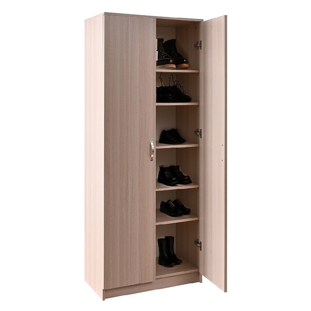 Mobile Armadio 2 Ante 71x38 H 182 cm 6 Ripiani Porta Scarpe Multiuso colore Olmo