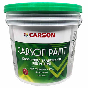 Pittura murale traspirante bianca Idropittura per interni Carson Paint 5 Litri