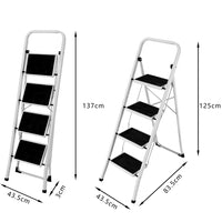 Scala Sgabello Pieghevole 4 Gradini Antiscivolo Metallo Verniciato max 150kg