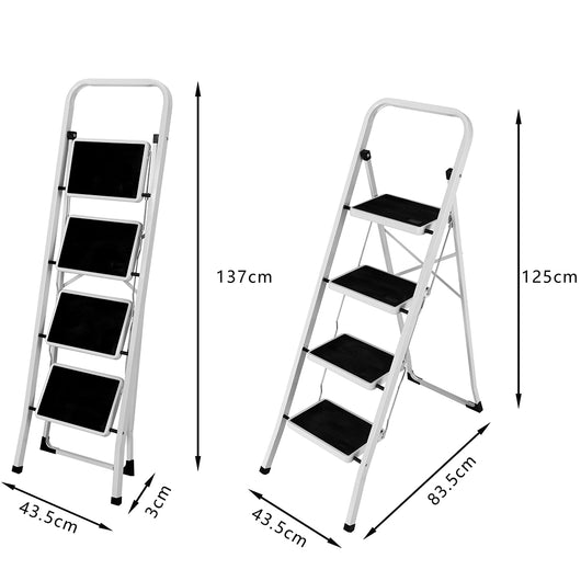 Scala Sgabello Pieghevole 4 Gradini Antiscivolo Metallo Verniciato max 150kg