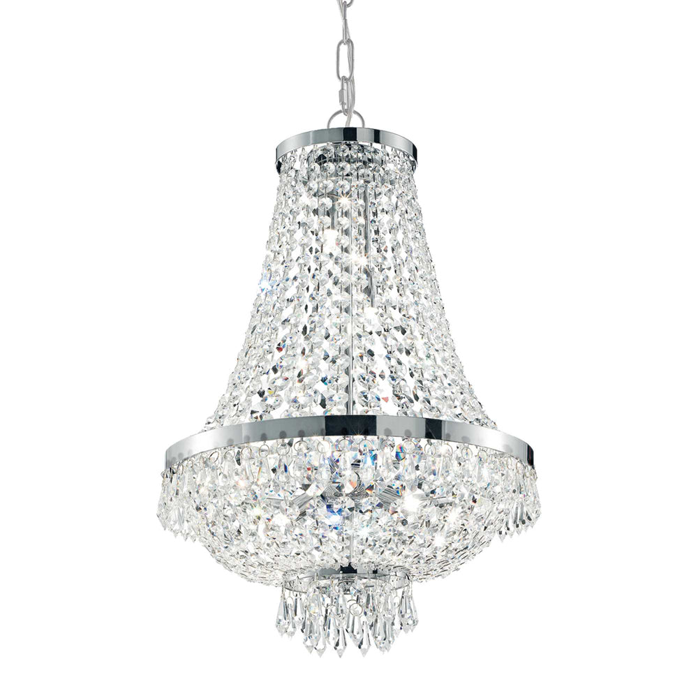 Lampadario Classico Caesar Metallo-Cristallo Cromo 12 Luci G9 3W 3000K