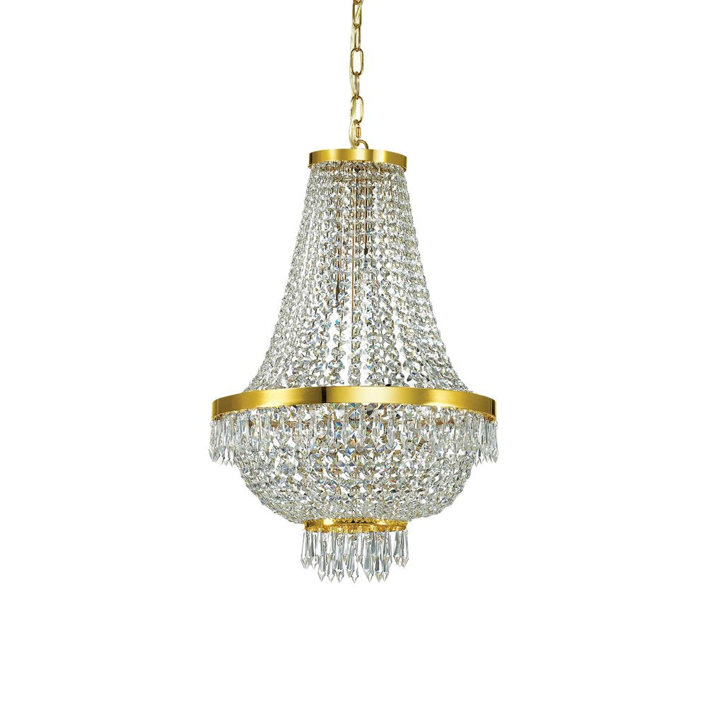 Lampadario Classico Caesar Metallo-Cristallo Oro 9 Luci G9 3W 3000K Luce Calda