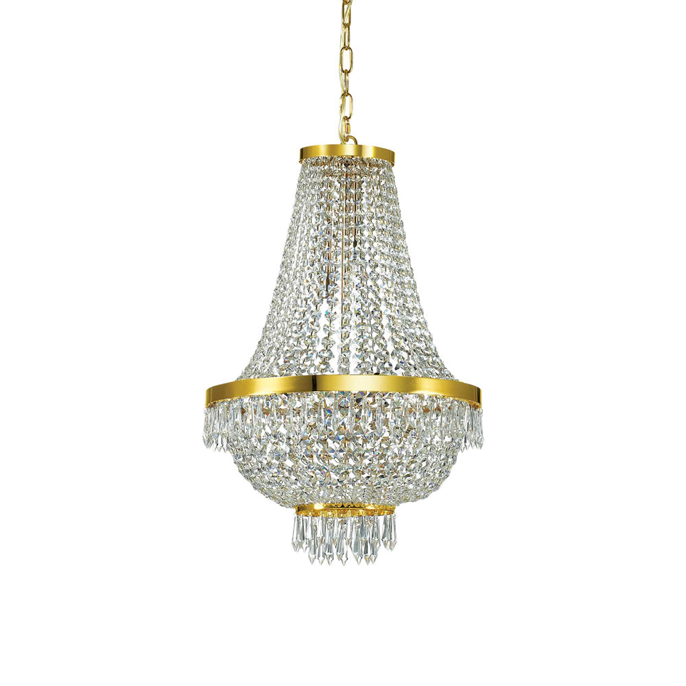 Lampadario Classico Caesar Metallo-Cristallo Oro 9 Luci G9 3W 3000K Luce Calda