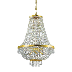 Lampadario Classico Caesar Metallo-Cristallo Oro 12 Luci G9 3W 3000K Luce Calda