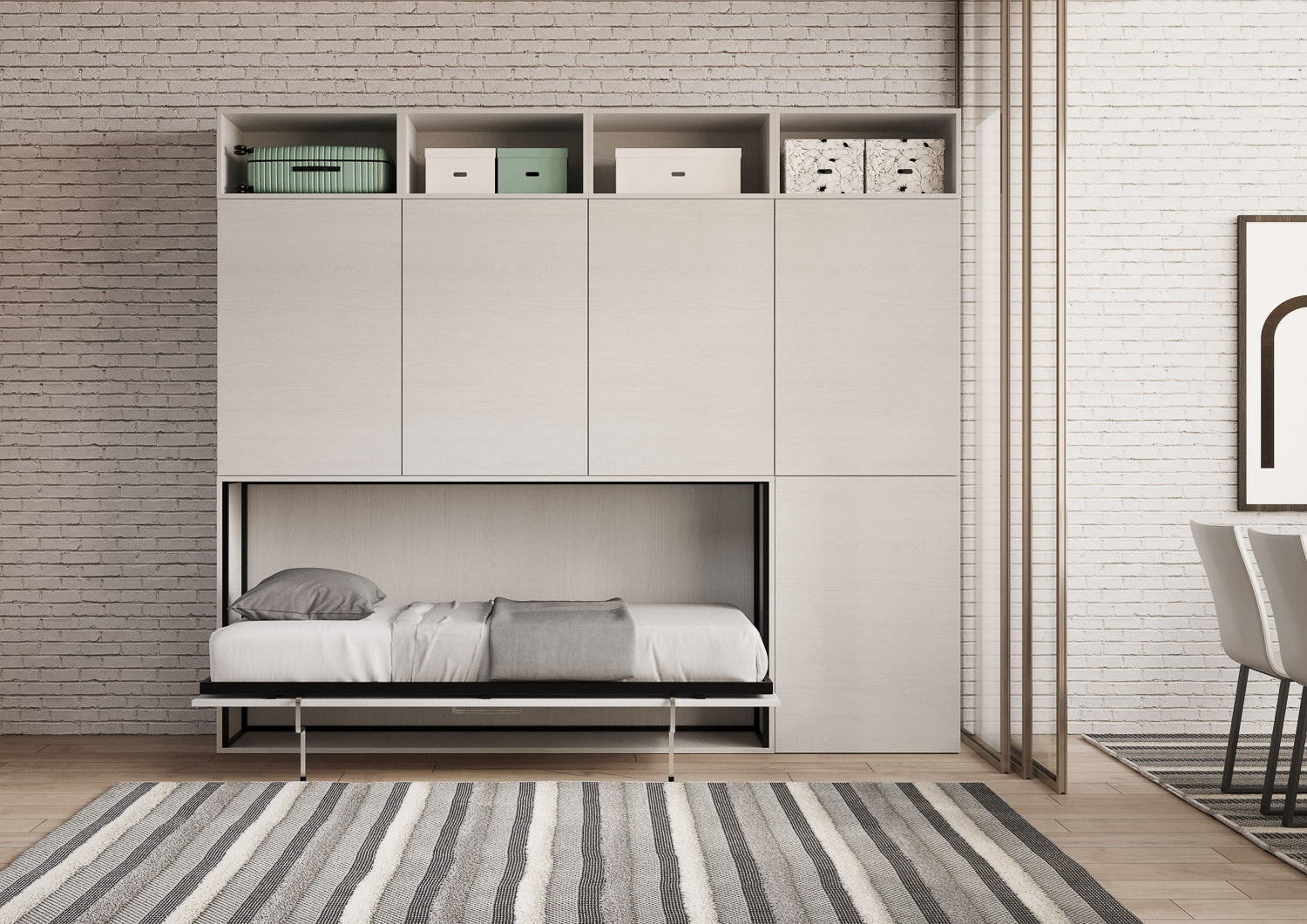 Letto Kando singolo Bianco Frassino composizione B con materasso