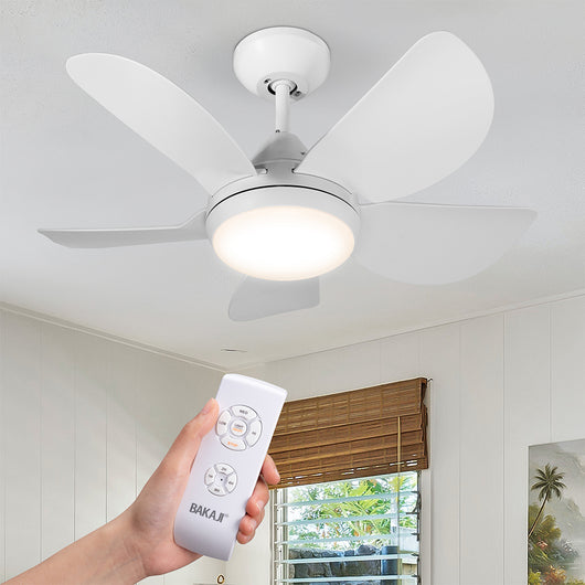 Ventilatore da Soffitto 5Pale Lampada LED Dimmerabile 20W Telecomando Bianco