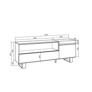 Mobile TV Soggiorno, 150x57x35cm, Per TV fino a 65", Design industriale, Stile moderno Bianco e nero