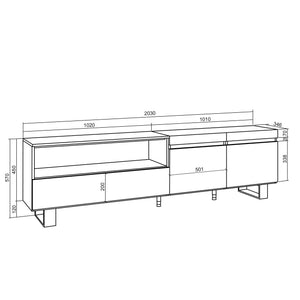 Mobile TV Soggiorno 200x57x35cm, Per TV fino a 80 pollici Design industriale Stile moderno colore Cemento