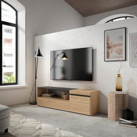 Mobile TV Soggiorno, 150x45x35cm, Per TV fino a 65", Mobile Soggiorno, Stile moderno, colore Rovere e nero