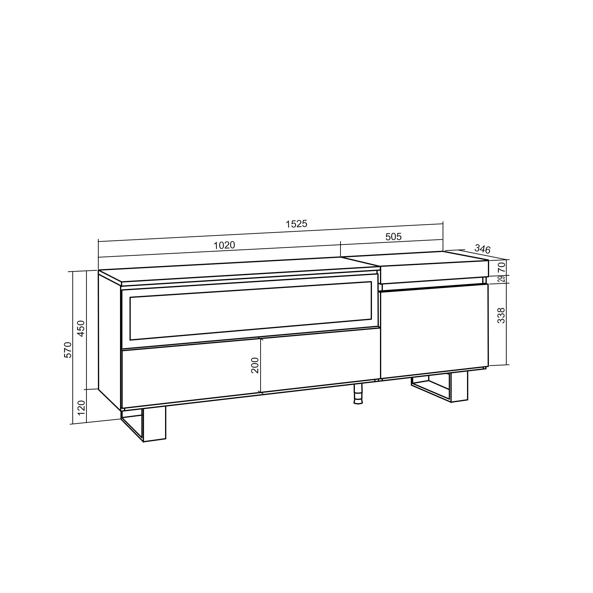 Mobile TV Soggiorno, 150x57x35cm, Per TV fino a 65", Camino elettrico, Design industriale, Rovere , RF3302