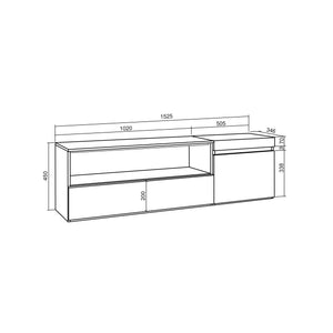 Mobile TV Soggiorno, 150x45x35cm, Per TV fino a 65", Sospeso, da appendere, Rovere , RF3298