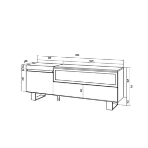 Mobile TV Soggiorno, 150x57x35cm, Per TV fino a 65", Camino elettrico, Stile moderno colore Bianco e nero