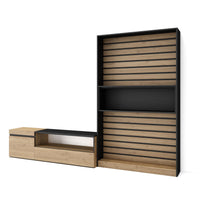 Mobile Soggiorno TV, 260x186x35cm, Per TV fino a 65", Rovere e nero RF 2538