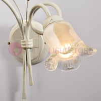 ANGELICA Applique a 2 Luci in Ferro Bianco Anticato Stile Rustico Floreale