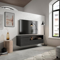 Mobile TV Soggiorno, 150x45x35cm, Per TV fino a 65", Sospeso, da appendere, Stile moderno, Nero