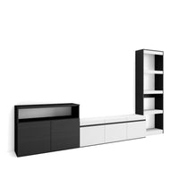 Mobile Soggiorno TV, 310x186x35cm, Per TV fino a 65", Bianco e nero RF3173