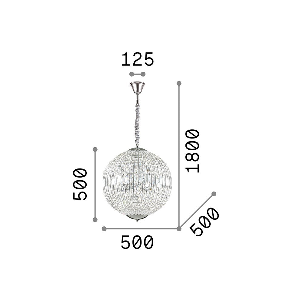 Sospensione Moderna Luxor Metallo-Cristallo Cromo 8 Luci G9 3W 3000K Luce Calda