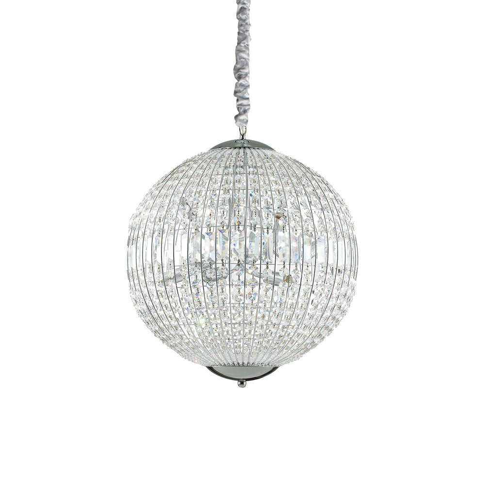 Sospensione Moderna Luxor Metallo-Cristallo Cromo 8 Luci G9 3W 3000K Luce Calda