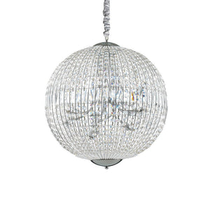 Sospensione Moderna Luxor Metallo-Cristallo Cromo 12 Luci G9 3W 3000K Luce Calda