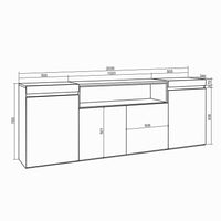 Credenza, Mobile, 200x35x75cm, 4 Porte, Camino elettrico, colore Rovere e nero RF2290