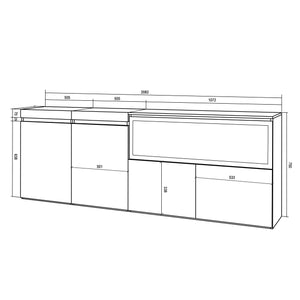 Credenza, Mobile, Cucina, 210, 4 Porte, Camino elettrico XXL, Rovere RF3227