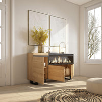 Credenza, Mobile, Cucina, 160, 3 Porte, Camino elettrico XXL, Design industriale, Rovere RF3293