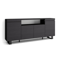 Credenza, Mobile, 200x35x87cm, 4 Porte, Design industriale, Nero RF2293