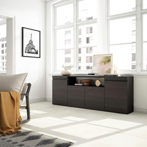 Credenza, Mobile, 200x35x75cm, 4 Porte, grande stoccaggio, Nero RF2292