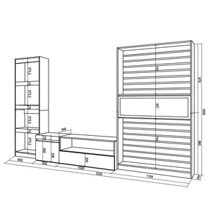 Mobile Soggiorno TV, 320x186x35cm, Camino elettrico RF 2575