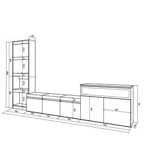 Mobile Soggiorno TV, 310x186x35cm, Per TV fino a 65", Camino elettrico RF3176