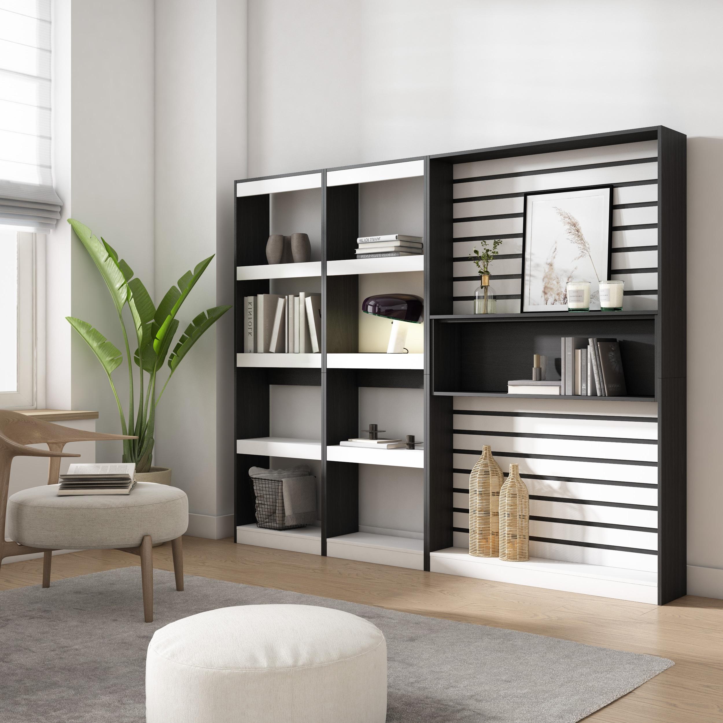 Libreria scaffale, 230x186x25cm, Soggiorno - Ufficio, Bianco e nero RF 2419