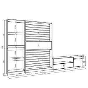 Mobile Soggiorno TV, 320x186x35cm, Bianco e nero RF 2566