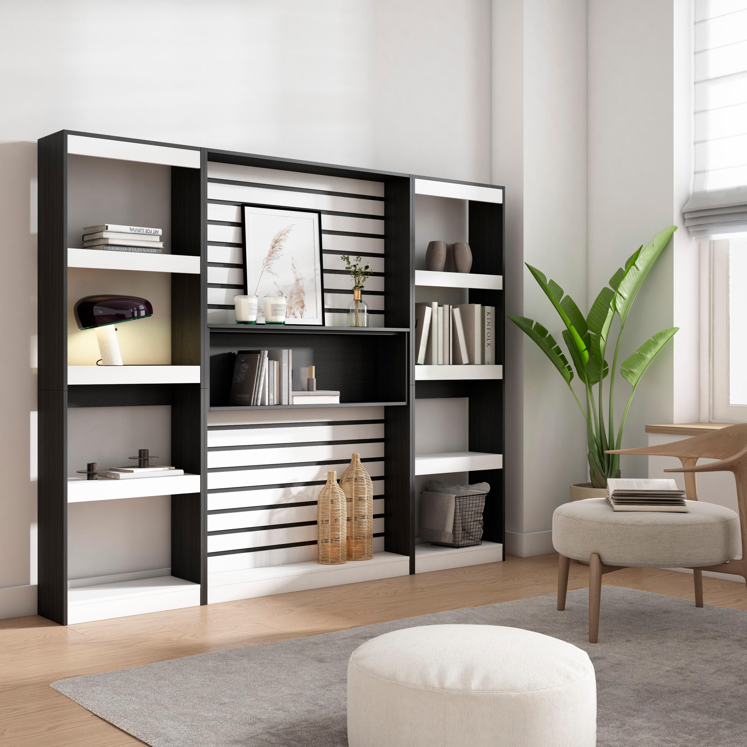 Libreria scaffale, 230x186x25cm, Soggiorno - Ufficio, Bianco e nero RF 2417