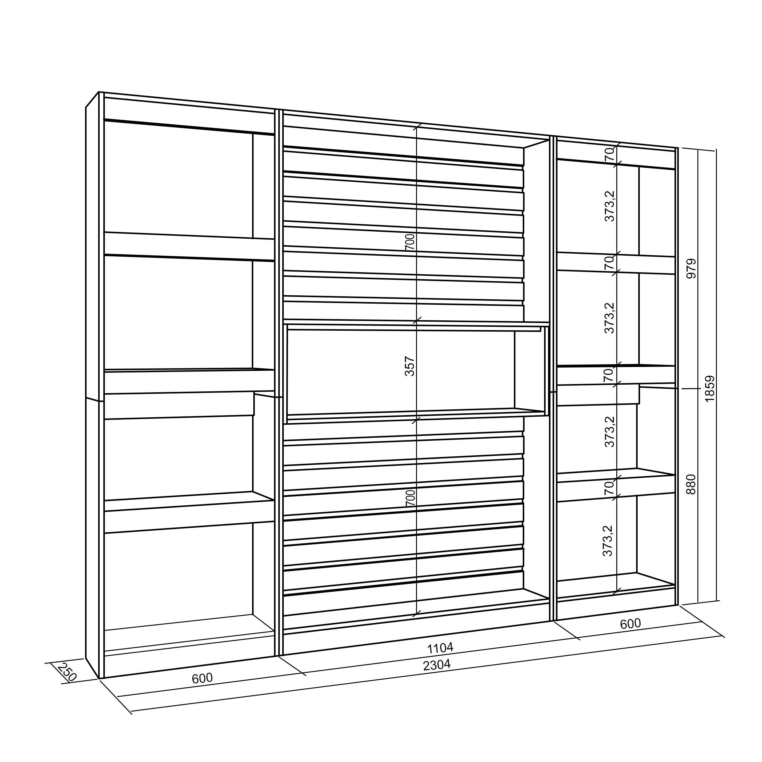 Libreria scaffale, 230x186x25cm, Soggiorno - Ufficio, Bianco e nero RF 2417