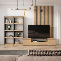 Mobile Soggiorno TV, 320x186x35cm, Per TV fino a 80", Rovere e nero RF 2601