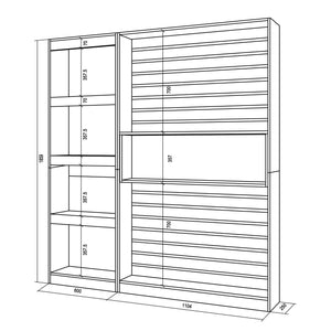 Libreria scaffale in legno a ripiani, 170x186x25cm, Camino elettrico, Stile moderno, Rovere e nero