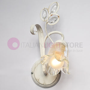 MARTA Applique Rustico a 1 Luce in Ferro Bianco patinato Rame