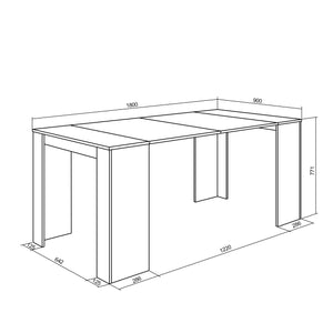 Consolle allungabile, 180x90x77cm, Per 8 persone, Tavolo da pranzo, colore Rovere RF2624