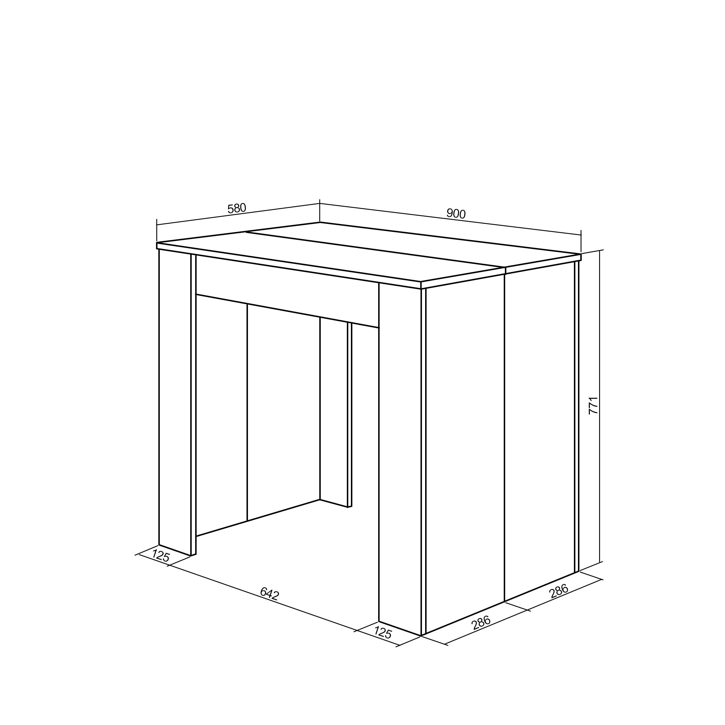 Consolle allungabile, 180x90x77cm, Per 8 persone, Tavolo da pranzo, colore Rovere RF2624