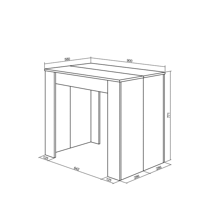 Consolle allungabile, 180x90x77cm, Per 8 persone, Tavolo da pranzo, colore Rovere RF2624