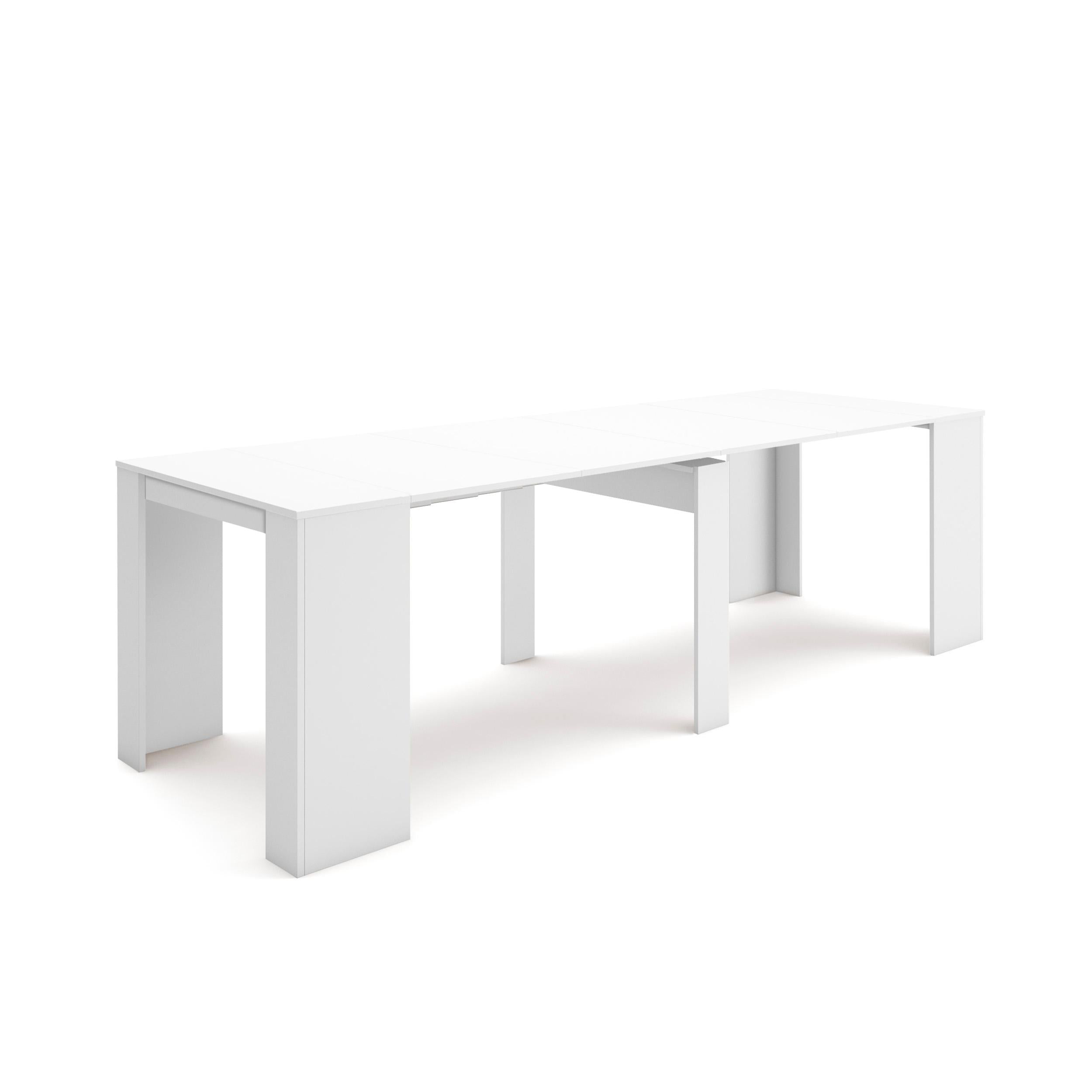 Consolle allungabile, 262x90x77cm, Per 12 persone, Tavolo da pranzo, Bianco RF2648