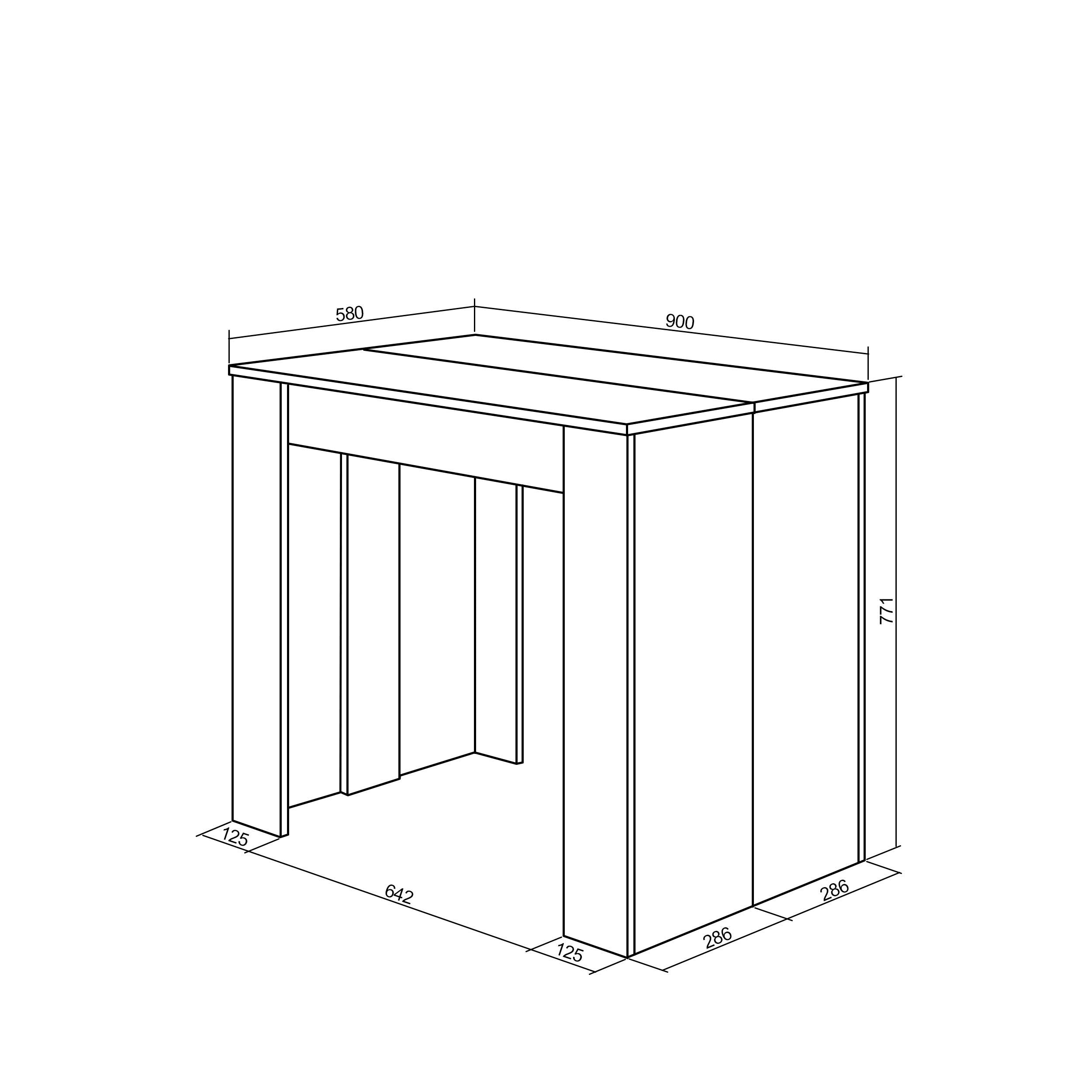 Consolle allungabile, 262x90x77cm, Per 12 persone, Tavolo da pranzo, Bianco RF2648