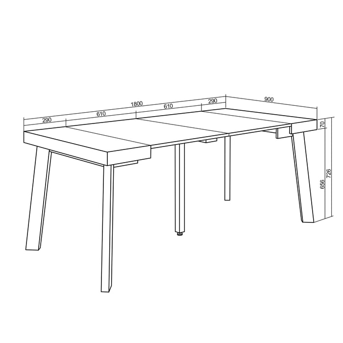 Consolle allungabile, 180, Per 8 persone, Gambe in legno, RF 3002