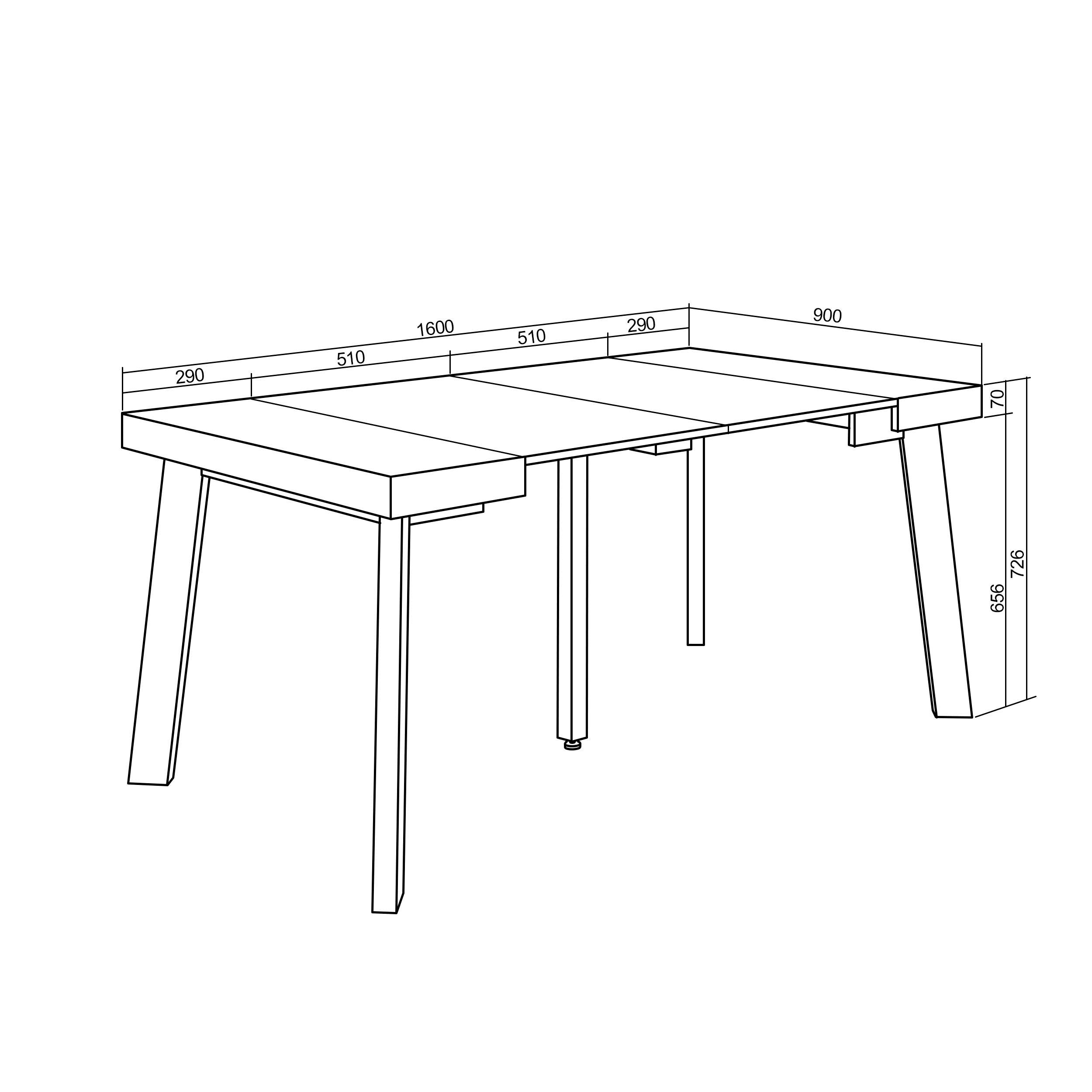 Consolle allungabile, 160, Per 8 persone, Gambe in legno, RF 3142