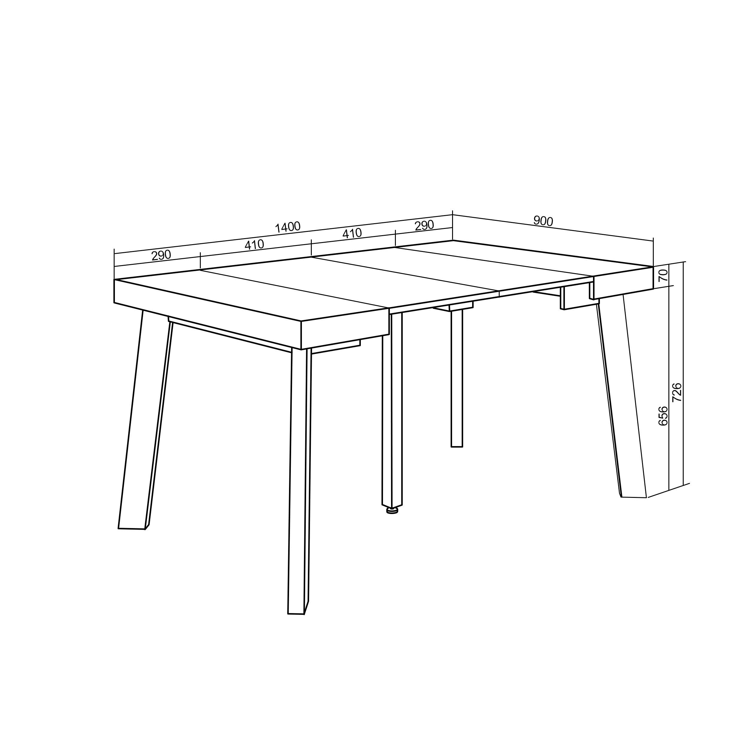 Consolle allungabile, 140, Per 6 persone, Gambe in legno, RF 3138