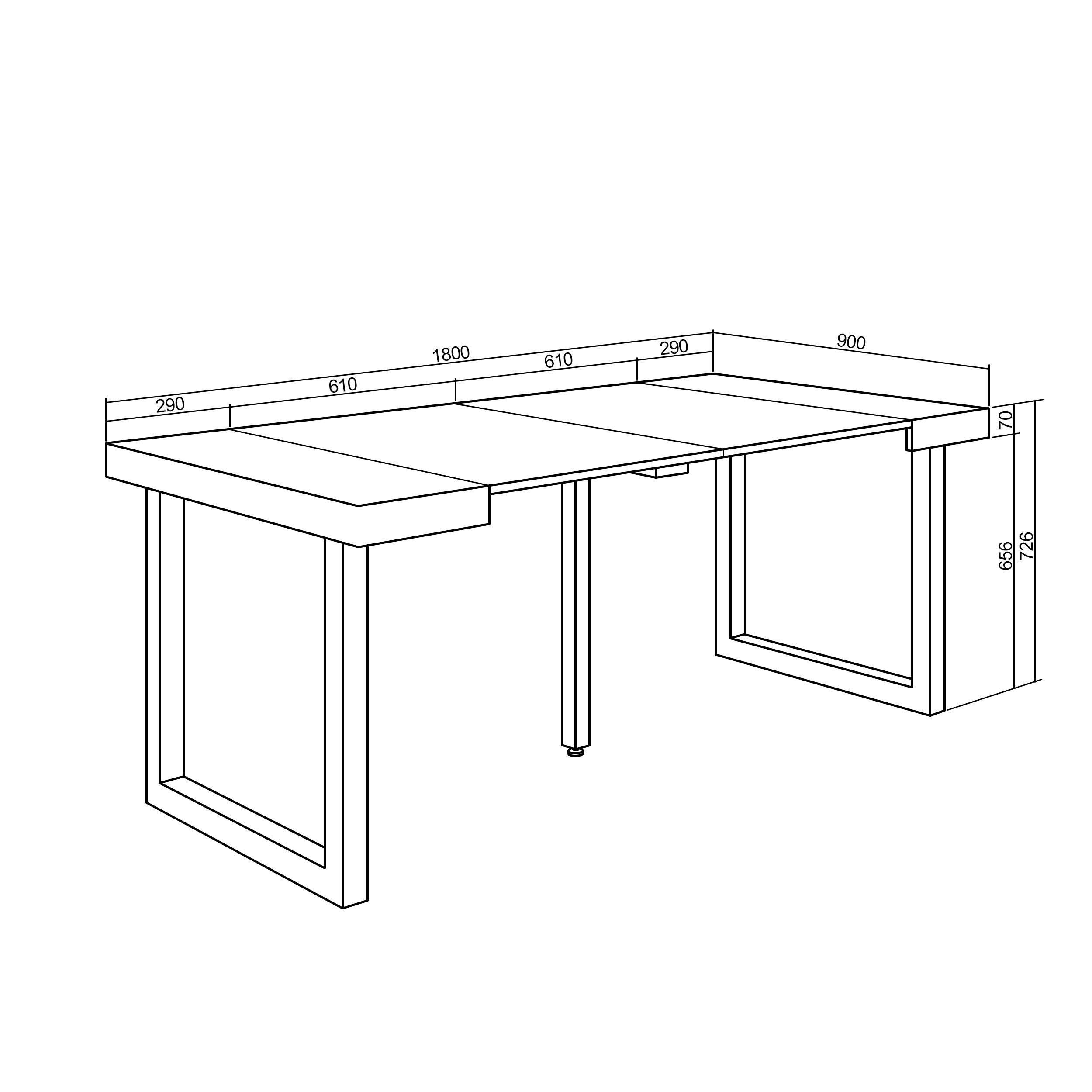 Consolle allungabile, 58 fino 180x90x73cm, Per 8 persone, Gambe in legno, colore Rovere e bianco RF2696