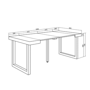 Consolle allungabile, 58 fino 180x90x73cm, Per 8 persone, Gambe in legno, colore Rovere e bianco RF2696