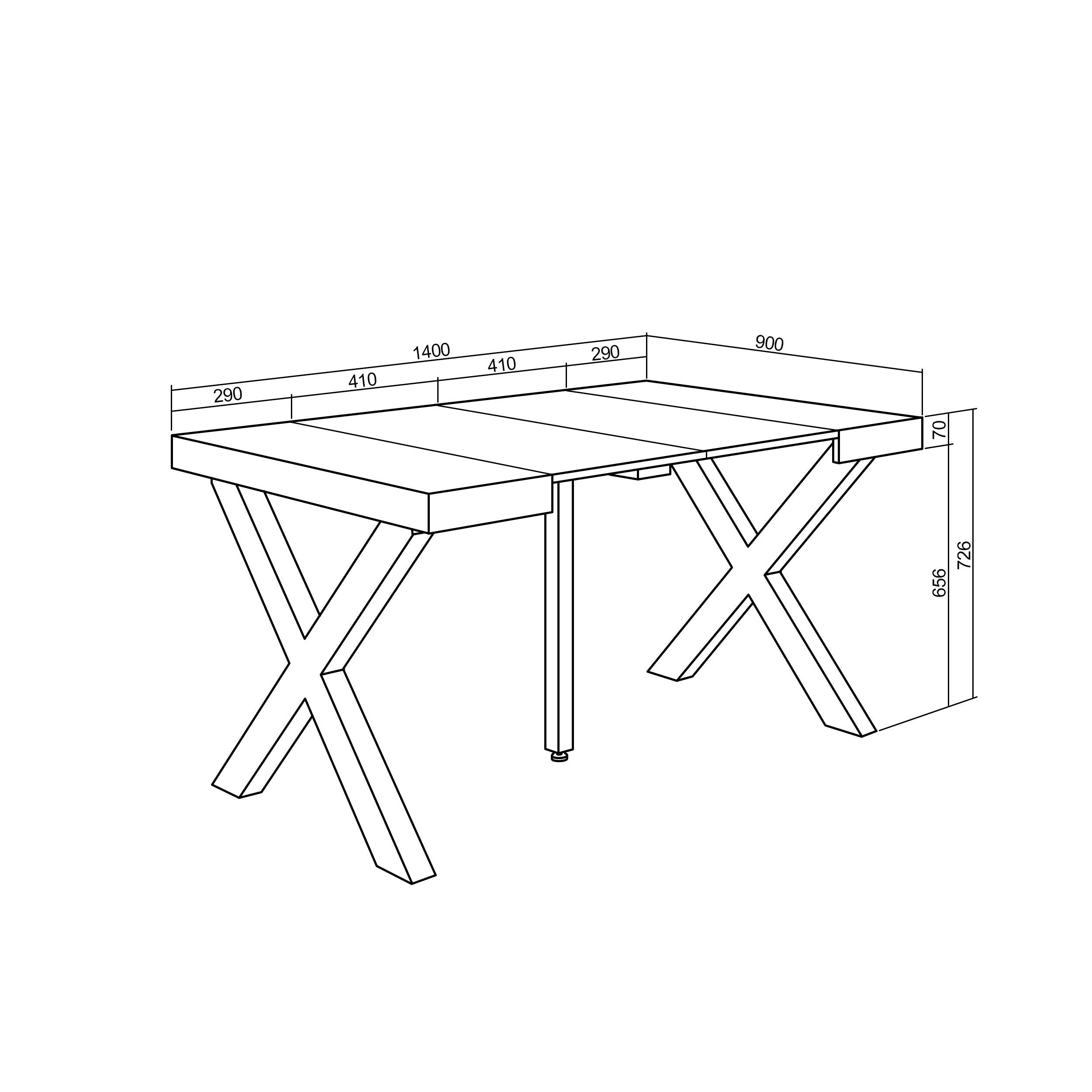 Consolle allungabile, 140, Per 6 persone, Gambe in legno RF 2719